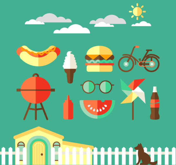 Cartoon life elements creative vector