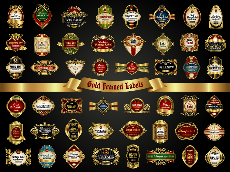 Classical golden labels luxury vector 01