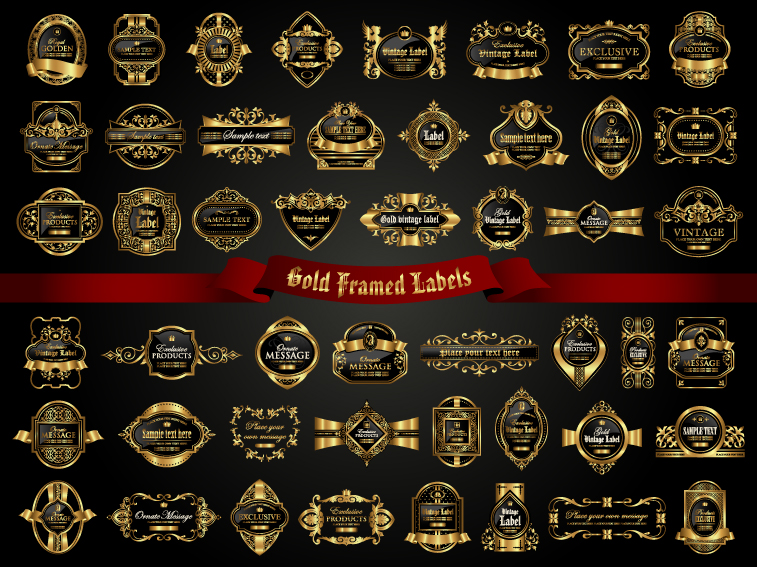 Classical golden labels luxury vector 02