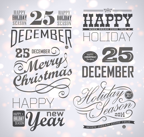 Creative christmas calligraphy design vector set 01