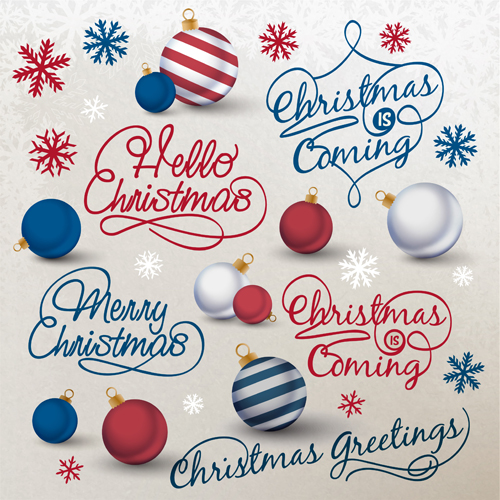Creative christmas calligraphy design vector set 02