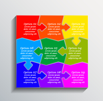 uzzle infographic template vector 01 Creative puzzle infographic template vector 01