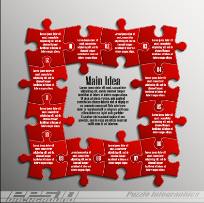 Creative puzzle infographic template vector 03