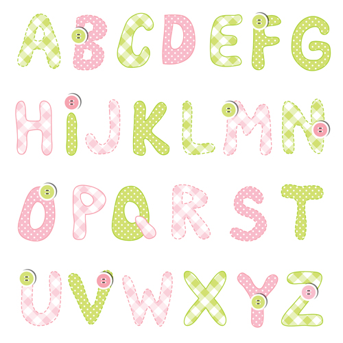 Cute alphabet with button vector