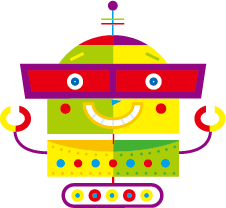 Cute cartoon robot colored vector set 04