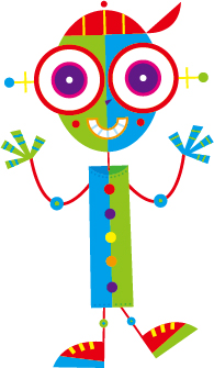 Cute cartoon robot colored vector set 05