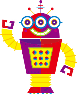 Cute cartoon robot colored vector set 06