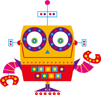 Cute cartoon robot colored vector set 12