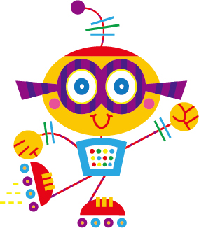 Cute cartoon robot colored vector set 13
