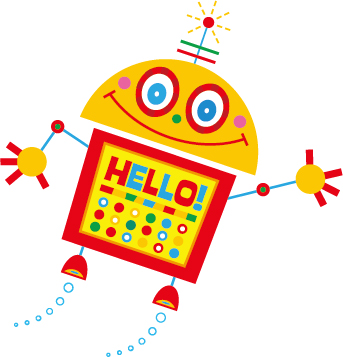 Cute cartoon robot colored vector set 15