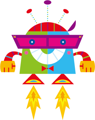Cute cartoon robot colored vector set 16
