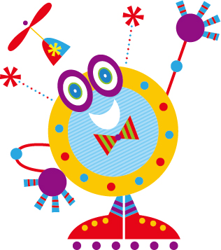 Cute cartoon robot colored vector set 18