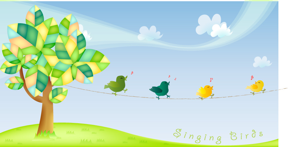 singing cute cartoon cute cartoon birds 