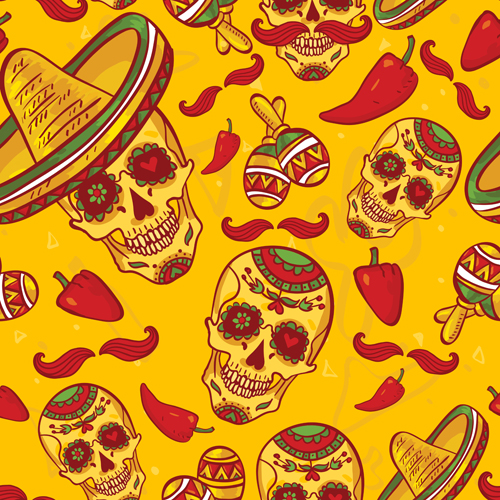kulls seamless pattern vector set 01 Floral skulls seamless pattern vector set 01