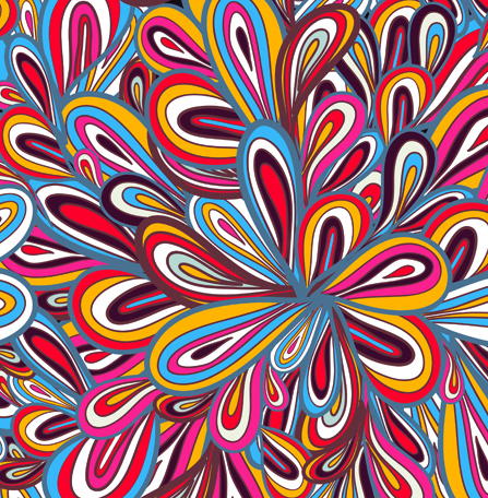Elements of Colorful Floral seamless pattern design vector 01