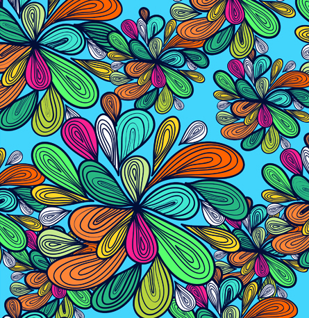 seamless pattern floral elements element colorful bright 