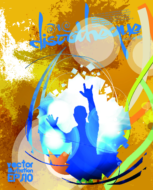 Music party grunge style flyer design vector 01