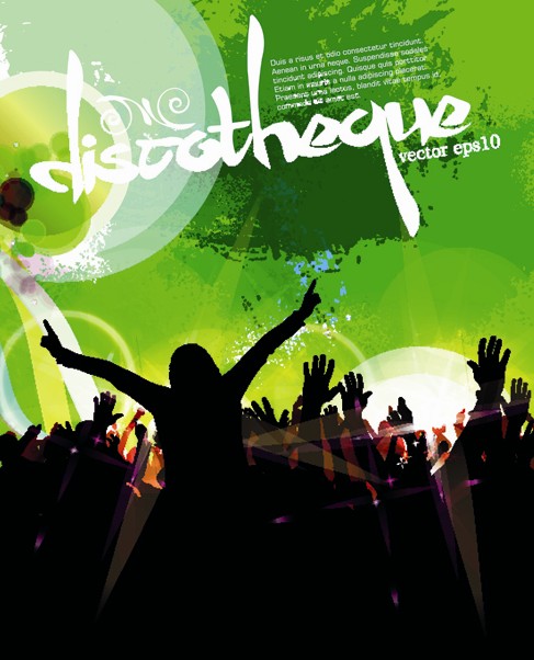 Music party grunge style flyer design vector 02