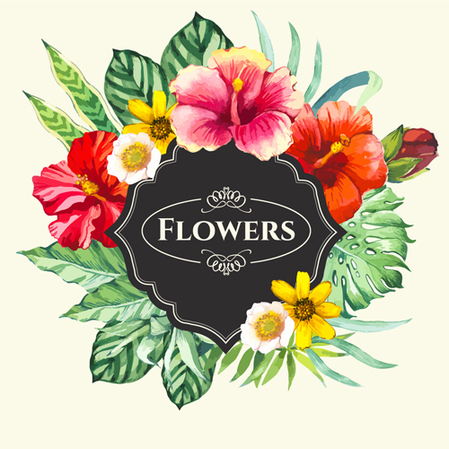 Garden flower frame design art vector 07