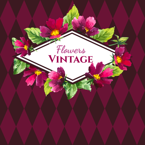 Garden flower frame design art vector 10