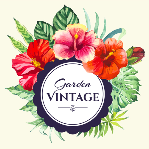 Garden flower frame design art vector 11