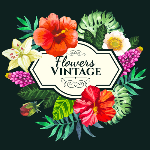 Garden flower frame design art vector 13