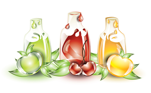 Glass Drinks and Fruits vector set 05