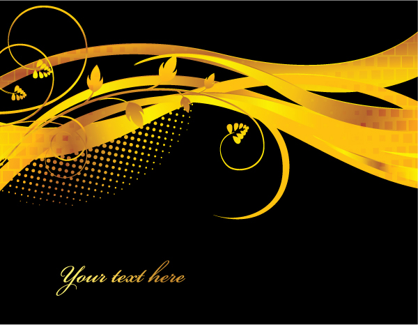 Glossy golden floral ornaments vector background 03