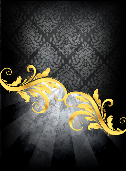Glossy golden floral ornaments vector background 12