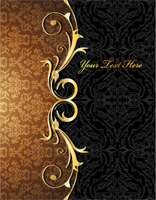 Glossy golden floral ornaments vector background 13