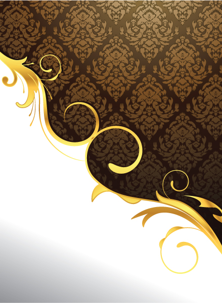 Glossy golden floral ornaments vector background 16