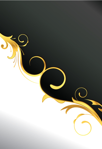 Glossy golden floral ornaments vector background 17