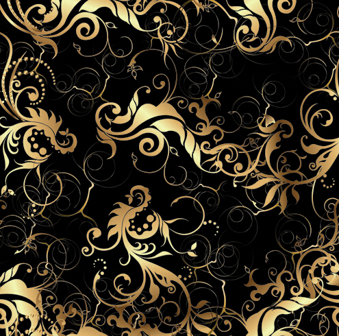seamless pattern ornament golden floral 