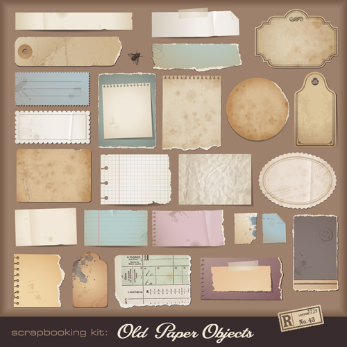 Grunge Object label paper vector 05