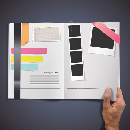 Hand Opened Blank Book design vector 01