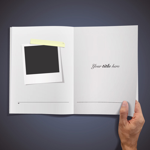 Hand Opened Blank Book design vector 02