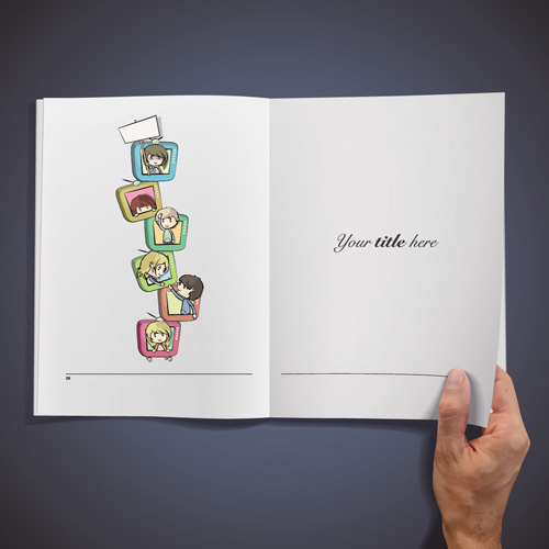 Hand Opened Blank Book design vector 04