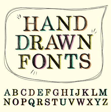 Hand drawn fonts creative vector 03