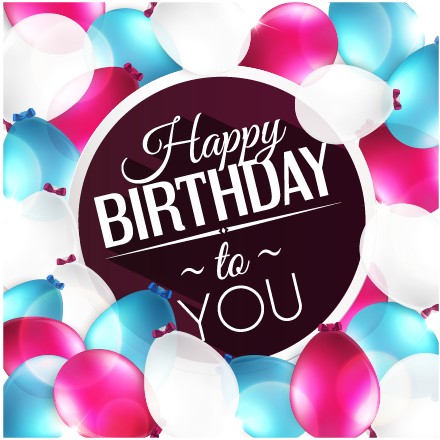 Elegant Happy Birthday balloon background vector 04
