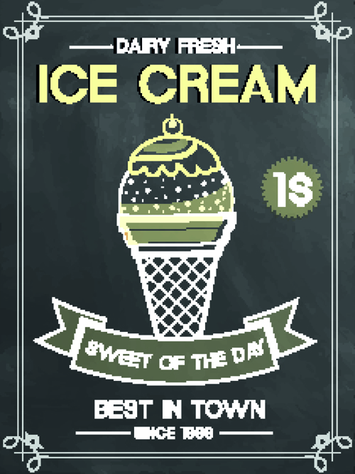 Ice cream vintage poster vector material 04