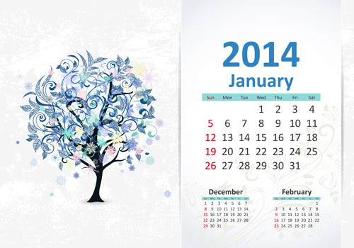 January calendar 2014 