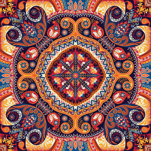 Ornate paisley pattern seamless vector material 03