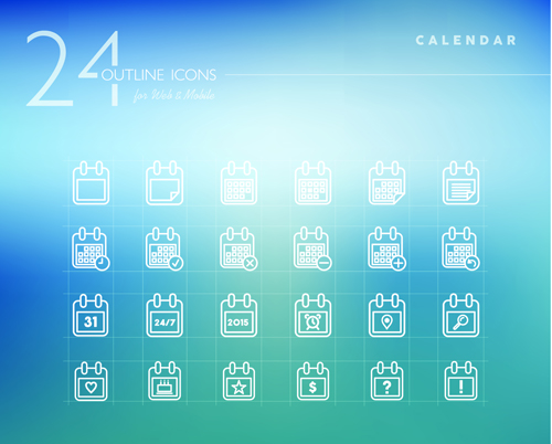 outline icons calendar 