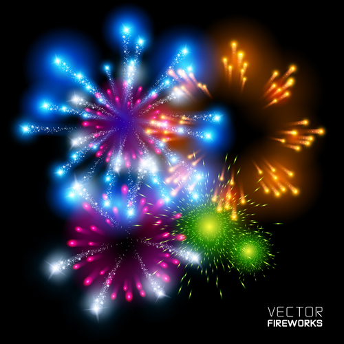 red background realistic Fireworks colored background vector background 