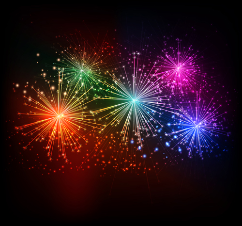 vector graphics red background realistic Fireworks background vector background 