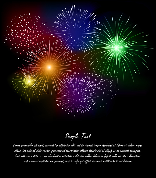 red background realistic Fireworks background vector background 