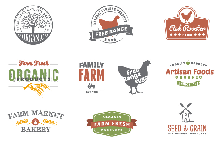 Retro style farm logos design vector