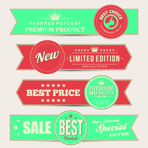 Retro style sale banners set vector 03