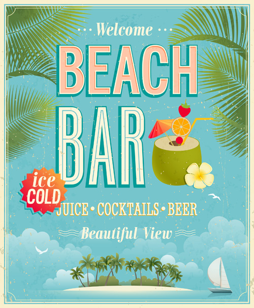 Retro summer elements vector 01