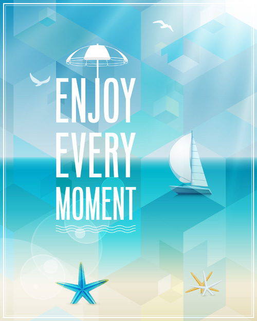 Retro summer elements vector 02